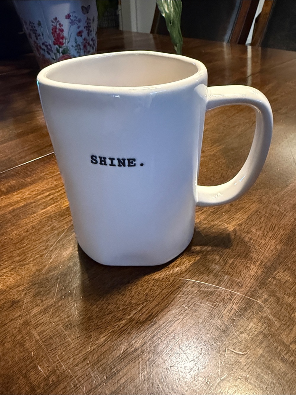Rae Dunn SHINE White Ceramic Coffee Mug